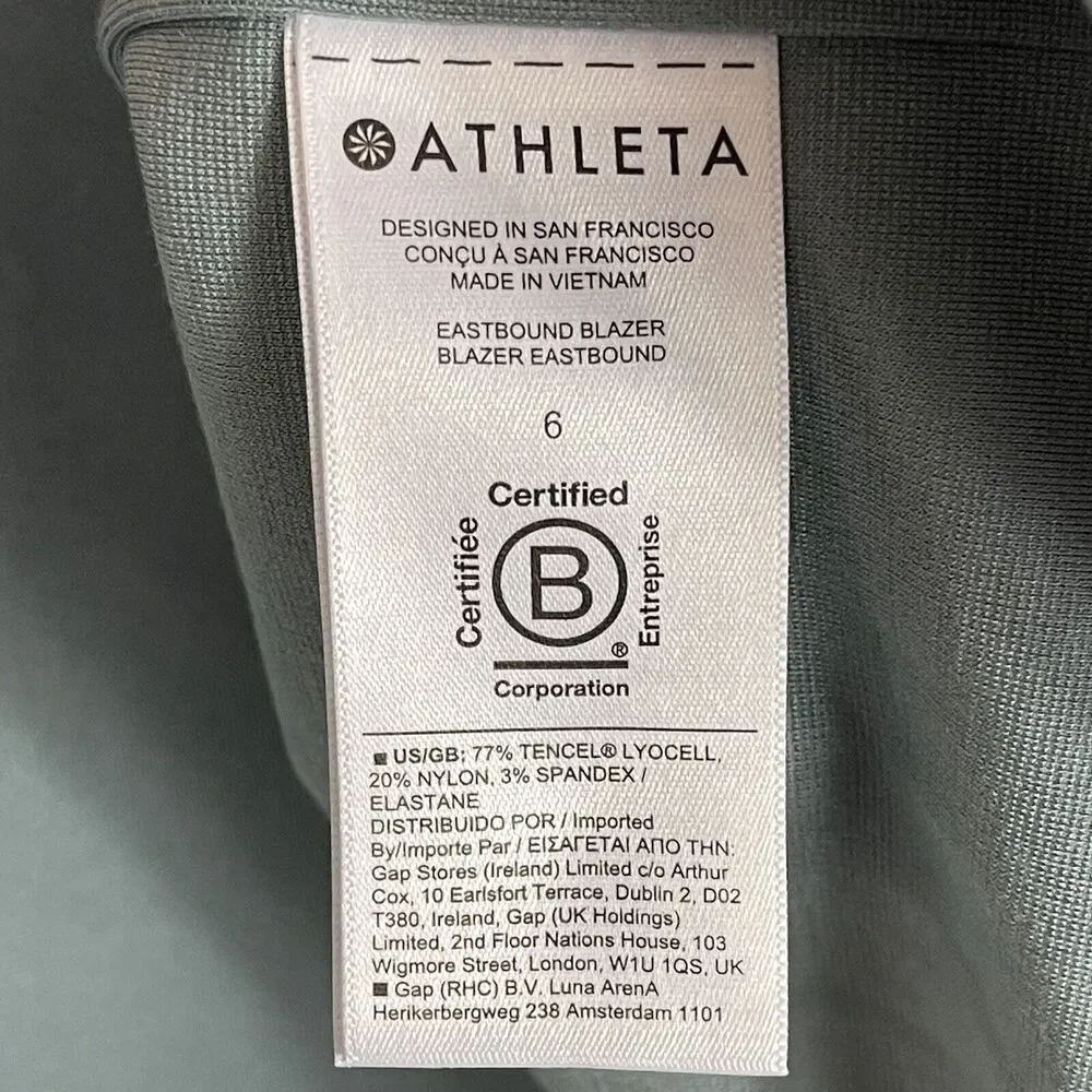 Athleta Jacket Womens 6 Gray Eastbound Blazer Casual‎ Workwear Top Adult NWT